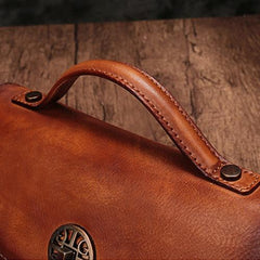 Vintage Womens Brown Leather Handbags Red Leather Shoulder Handbag Satchel Purse for Ladies