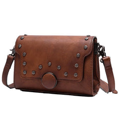 Grey Vintage Ladies Leather Small Satchel Bag Shoulder Bag Red Side Bag Clutch Purse for Women