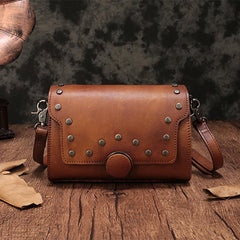 Grey Vintage Ladies Leather Small Satchel Bag Shoulder Bag Red Side Bag Clutch Purse for Women