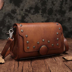 Grey Vintage Ladies Leather Small Satchel Bag Shoulder Bag Red Side Bag Clutch Purse for Women