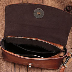 Vintage Womens Brown Leather Handbags Red Leather Shoulder Handbag Satchel Purse for Ladies