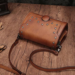 Red Leather Womens Vintage Shoulder Purse Small Side Reddish Purses for Ladies