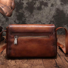 Vintage Womens Green Leather Saddle Shoulder Bag Small Satchel Bag Crossbody Bag for Ladies
