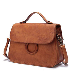 Brown Ladies Vintage Leather Shoulder Satchel Purse Handbags Green Structured Satchel Purse for Ladies