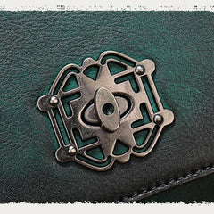 Vintage Womens Green Leather Saddle Shoulder Bag Small Satchel Bag Crossbody Bag for Ladies