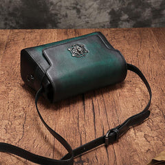 Vintage Womens Green Leather Saddle Shoulder Bag Small Satchel Bag Crossbody Bag for Ladies