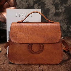 Brown Ladies Vintage Leather Shoulder Satchel Purse Handbags Green Structured Satchel Purse for Ladies