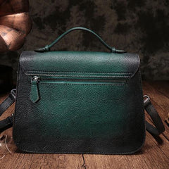 Brown Ladies Vintage Leather Shoulder Satchel Purse Handbags Green Structured Satchel Purse for Ladies