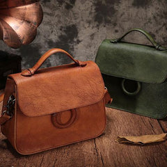 Brown Ladies Vintage Leather Shoulder Satchel Purse Handbags Green Structured Satchel Purse for Ladies