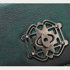 Vintage Womens Green Leather Saddle Shoulder Bag Small Satchel Bag Crossbody Bag for Ladies