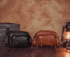 Brown Vintage Mens Leather Small Messenger Bag Side Bag Postman Bag Courier Bag for Men