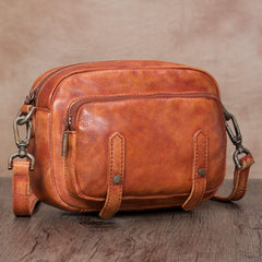 Grey Vintage Mens Leather Small Messenger Bag Side Bag Postman Bag Courier Bag for Men