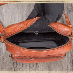 Brown Vintage Mens Leather Small Messenger Bag Side Bag Postman Bag Courier Bag for Men