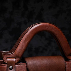 Red Vintage Leather Ladies Satchel Handbag Brown Shoulder Bag Purse for Women