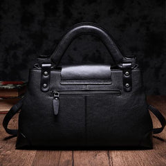 Black Vintage Leather Ladies Satchel Handbag Brown Shoulder Bag Purse for Women