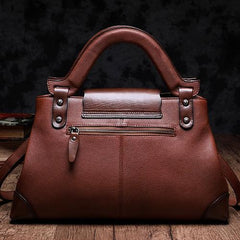 Brown Vintage Leather Ladies Satchel Handbag Black Shoulder Bag Purse for Women