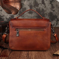 Fashion Womens Red Leather Satchel Handbag Small Brown Satchel Bag Crossbody Bags for Ladies