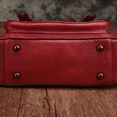 Fashion Womens Red Leather Satchel Handbag Small Brown Satchel Bag Crossbody Bags for Ladies
