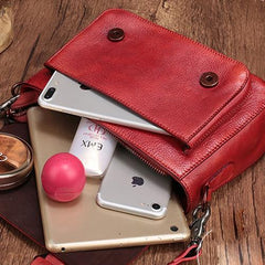 Fashion Womens Red Leather Satchel Handbag Small Brown Satchel Bag Crossbody Bags for Ladies