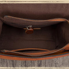 Small Brown Vintage Womens Leather Satchel Shoulder Bag Brown Leather Women's Satchel Purse