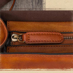 Small Vintage Womens Leather Satchel Shoulder Bag Brown Leather Women's Satchel Purse