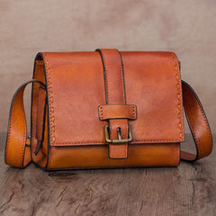 Small Vintage Brown Womens Leather Satchel Shoulder Bag Green Leather Women's Satchel Purse