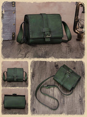 Small Vintage Brown Womens Leather Satchel Shoulder Bag Green Leather Women's Satchel Purse
