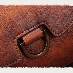 Vintage Womens Green Leather Small Handbag Shoulder Bag Brown Dome Satchel Purse Bag for Ladies
