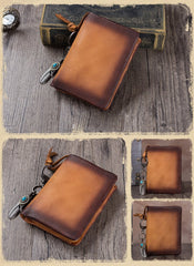 Cool Mens Brown Bifold Leather SMall billfold Wallet Vintage Black Small Wallet for Ladies