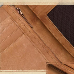 Coffee Mens SMall Leather Biker Chain Wallet billfold Wallet Small Bifold Wallet for Men