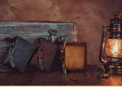 Cool Mens Brown Bifold Leather SMall billfold Wallet Vintage Black Small Wallet for Ladies