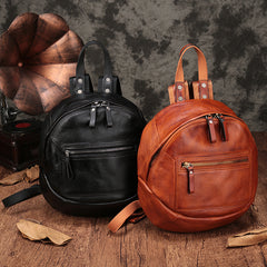 Vintage Leather Small Brown Womens Backpack Travel Backpack Black School Backpack for Women