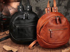 Vintage Leather Small Brown Womens Backpack Travel Backpack Black School Backpack for Women