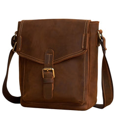 Vintage Leather Small Messenger Bag Shoulder Bag Crossbody For Men