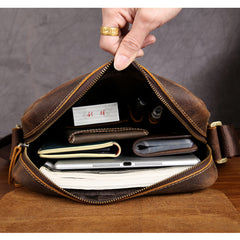Leather Mens Brown Cool Messenger Bag Vintage Shoulder Bags For Men