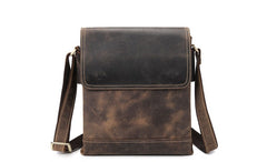 Cool Leather Mens Small Messenger Bag Vintage Shoulder Bag For Men
