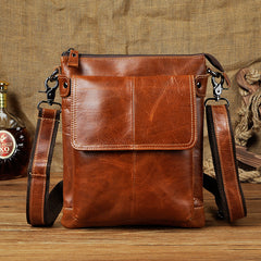 Cool Leather Mens Brown Messenger Bag Vintage Shoulder Bags For Men