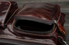 Leather Mens Coffee Cool Small Messenger Bag Vintage Shoulder Bags For Men