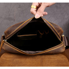 Leather Mens Brown Cool Messenger Bag Vintage Shoulder Bags For Men