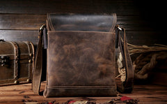Cool Leather Mens Small Messenger Bag Vintage Shoulder Bag For Men