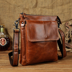 Cool Leather Mens Brown Messenger Bag Vintage Shoulder Bags For Men