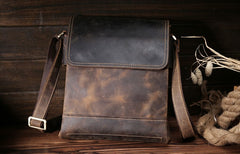 Cool Leather Mens Small Messenger Bag Vintage Shoulder Bag For Men