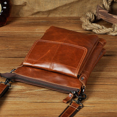 Cool Leather Mens Brown Messenger Bag Vintage Shoulder Bags For Men