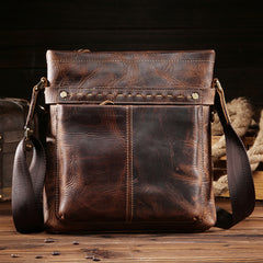 Vintage Leather Cool Small Messenger Bag Shoulder Bag For Men