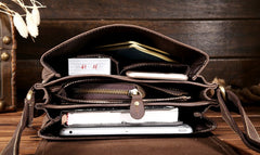 Cool Leather Mens Small Messenger Bag Vintage Shoulder Bag For Men