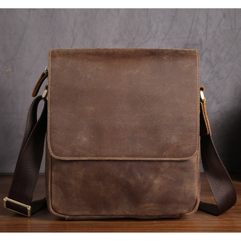 Leather Mens Brown Cool Messenger Bag Vintage Shoulder Bags For Men