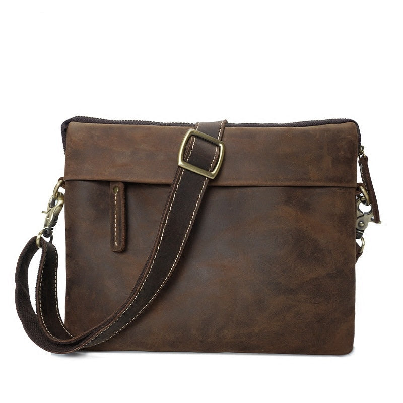 Leather Mens Brown Cool Small Messenger Bag Vintage Shoulder Bags For Men
