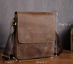 Leather Mens Brown Cool Messenger Bag Vintage Shoulder Bags For Men