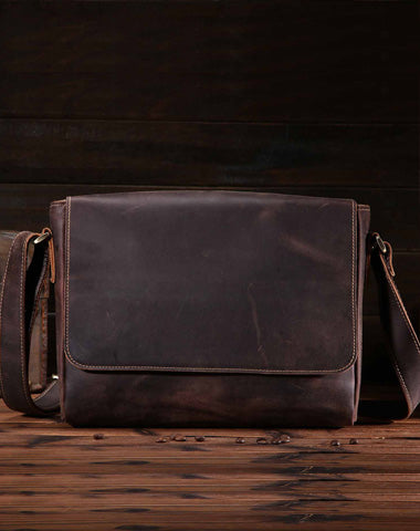 Cool Leather Mens Messenger Bag Vintage Shoulder Bags For Men
