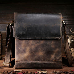 Cool Leather Mens Small Messenger Bag Vintage Shoulder Bag For Men